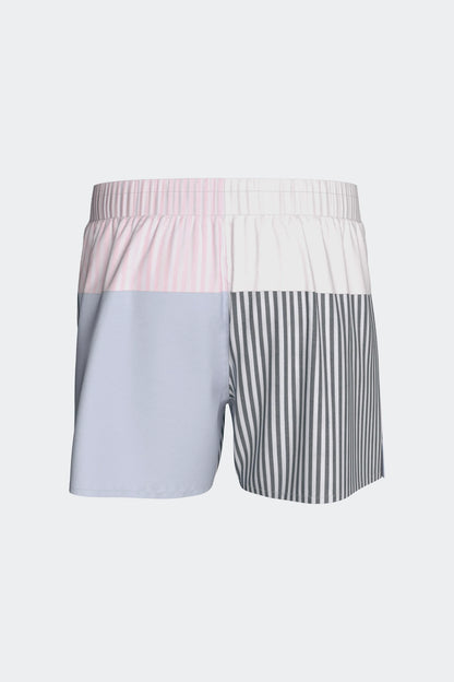 Striped cut-and-sew cotton poplin boxer shorts
